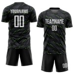 Sublimation White-Kelly Green Soccer Jersey Uniform Custom Black