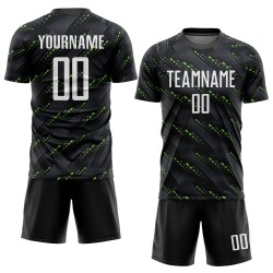 Sublimation White-Kelly Green Soccer Jersey Uniform Custom Black