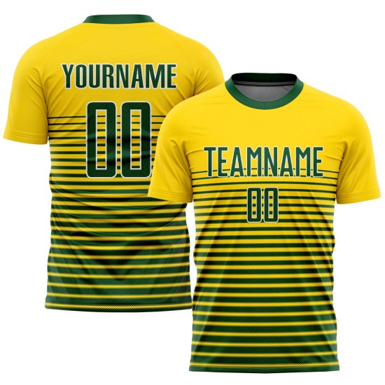 Jersey Green-White Uniform Gold Custom Soccer Sublimation