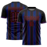 Black Soccer Line Uniform Custom Sublimation Jersey Pinstripe Sports Royal-Red