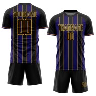 Black Uniform Sublimation Line Dark Jersey Custom Soccer Pinstripe Purple-Gold Sports