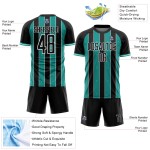 Jersey Soccer Pinstripe Aqua-White Black Sports Custom Sublimation Line Uniform