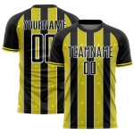 Custom Yellow-White Line Uniform Sublimation Light Black Pinstripe Sports Jersey Soccer