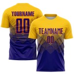 Purple-Orange Custom Sublimation Dark Gold Soccer Uniform Jersey