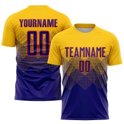 Purple-Orange Custom Sublimation Dark Gold Soccer Uniform Jersey