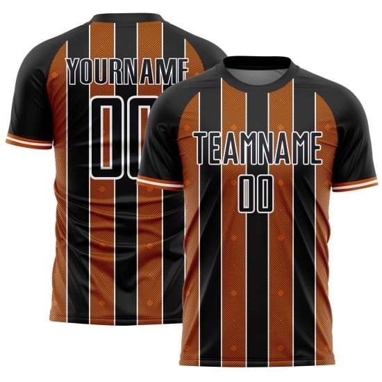Custom Uniform Soccer Jersey Texas Pinstripe Sports Orange-White Line Black Sublimation