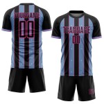 Soccer Line Black Uniform Blue-Pink Jersey Sublimation Custom Pinstripe Light Sports