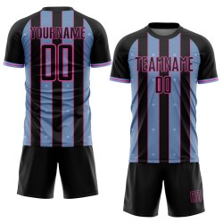 Soccer Line Black Uniform Blue-Pink Jersey Sublimation Custom Pinstripe Light Sports