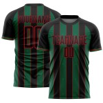 Custom Pinstripe Soccer Uniform Sublimation Kelly Jersey Sports Green-Red Line Black