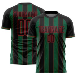 Custom Pinstripe Soccer Uniform Sublimation Kelly Jersey Sports Green-Red Line Black