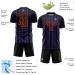 Royal-Orange Jersey Black Uniform Sports Sublimation Pinstripe Custom Soccer Line