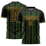Jersey Sports Line Pinstripe Soccer Black Custom Sublimation Uniform Green-Gold
