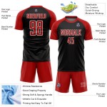 Custom Jersey Uniform Soccer Pinstripe Red-White Black Sublimation