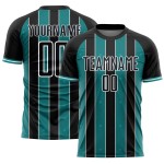 Custom Pinstripe Uniform Teal-White Sports Jersey Line Soccer Black Sublimation