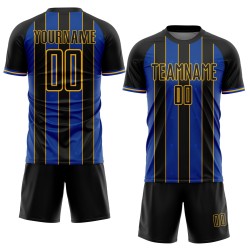 Jersey Black Line Sublimation Sports Uniform Custom Soccer Thunder Blue-Gold Pinstripe Jersey Black Line Sublimation Sports Uniform Custom Soccer Thunder Blue-Gold Pinstripe
