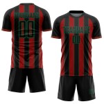 Black Sports Sublimation Soccer Red-Kelly Jersey Green Line Uniform Custom Pinstripe