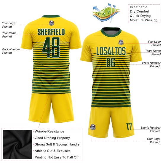 Jersey Green-White Uniform Gold Custom Soccer Sublimation