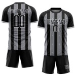 Custom Line Sports Black Pinstripe Gray-White Soccer Uniform Jersey Sublimation