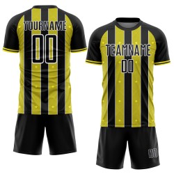 Custom Yellow-White Line Uniform Sublimation Light Black Pinstripe Sports Jersey Soccer Custom Yellow-White Line Uniform Sublimation Light Black Pinstripe Sports Jersey Soccer