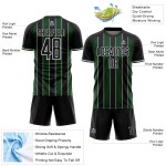 Uniform Green-White Line Black Jersey Soccer Sports Custom Sublimation Pinstripe