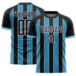 Line Uniform Black Sports Sky Blue-White Pinstripe Jersey Sublimation Soccer Custom