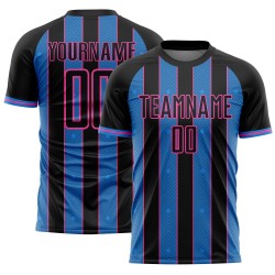 Uniform Jersey Powder Blue-Pink Black Line Pinstripe Custom Sublimation Sports Soccer