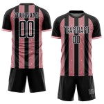 Line Medium Pinstripe Jersey Uniform Custom Sports Black Pink-White Soccer Sublimation