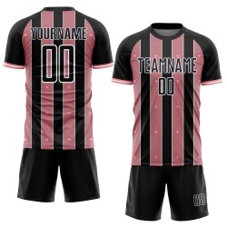 Line Medium Pinstripe Jersey Uniform Custom Sports Black Pink-White Soccer Sublimation