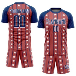 And Royal-White Uniform Sublimation Red Soccer Stripes Custom Stars Jersey