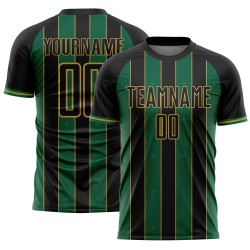 Uniform Gold Kelly Green-Old Jersey Black Custom Sublimation Line Sports Soccer Pinstripe