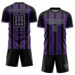 Jersey Sublimation Sports Custom Uniform Purple-Gray Line Black Soccer Pinstripe