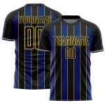 Pinstripe Royal-Yellow Jersey Sports Custom Soccer Line Uniform Sublimation Black