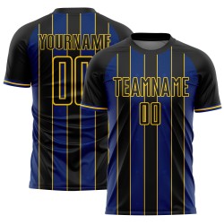 Pinstripe Royal-Yellow Jersey Sports Custom Soccer Line Uniform Sublimation Black