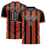 Uniform Soccer Pinstripe Jersey Orange-White Custom Line Black Sports Sublimation