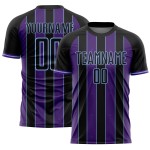 Sublimation Sports Jersey Soccer Uniform Pinstripe Blue Line Purple-Light Custom Black