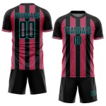 Pinstripe Line Jersey Pink-Aqua Custom Soccer Neon Black Sports Sublimation Uniform