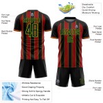 Jersey Red-Neon Pinstripe Soccer Green Sports Sublimation Line Custom Black Uniform