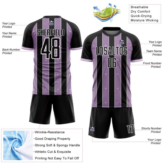 Line Pinstripe Jersey Purple-White Light Black Sports Soccer Sublimation Uniform Custom