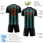 Teal-Orange Soccer Jersey Custom Black Pinstripe Sublimation Uniform Sports Line