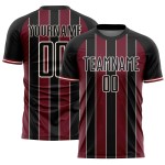 Pinstripe Uniform Crimson-Cream Line Black Sports Jersey Soccer Sublimation Custom