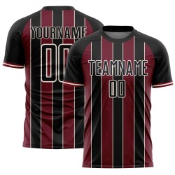 Pinstripe Uniform Crimson-Cream Line Black Sports Jersey Soccer Sublimation Custom