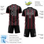 Sublimation Custom Jersey Pinstripe Line Black Soccer Burgundy-White Sports Uniform