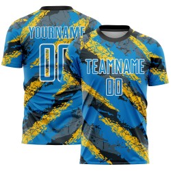 Jersey Blue Powder Soccer Yellow-White Sublimation Custom Uniform