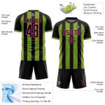 Soccer Sublimation Green-Pink Neon Pinstripe Custom Jersey Uniform Line Black Sports