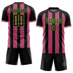 Line Uniform Jersey Black Soccer Custom Pink-Neon Pinstripe Sports Green Sublimation