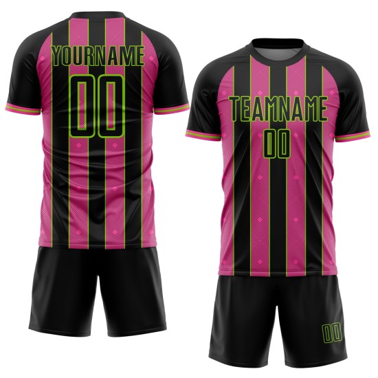 Line Uniform Jersey Black Soccer Custom Pink-Neon Pinstripe Sports Green Sublimation