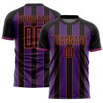 Sublimation Line Sports Black Pinstripe Uniform Soccer Custom Jersey Purple-Orange