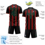 Black Sports Sublimation Soccer Red-Kelly Jersey Green Line Uniform Custom Pinstripe