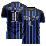 Black Blue-White Jersey Custom Sports Uniform Soccer Thunder Line Pinstripe Sublimation