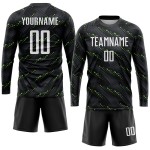 Sublimation White-Kelly Green Soccer Jersey Uniform Custom Black